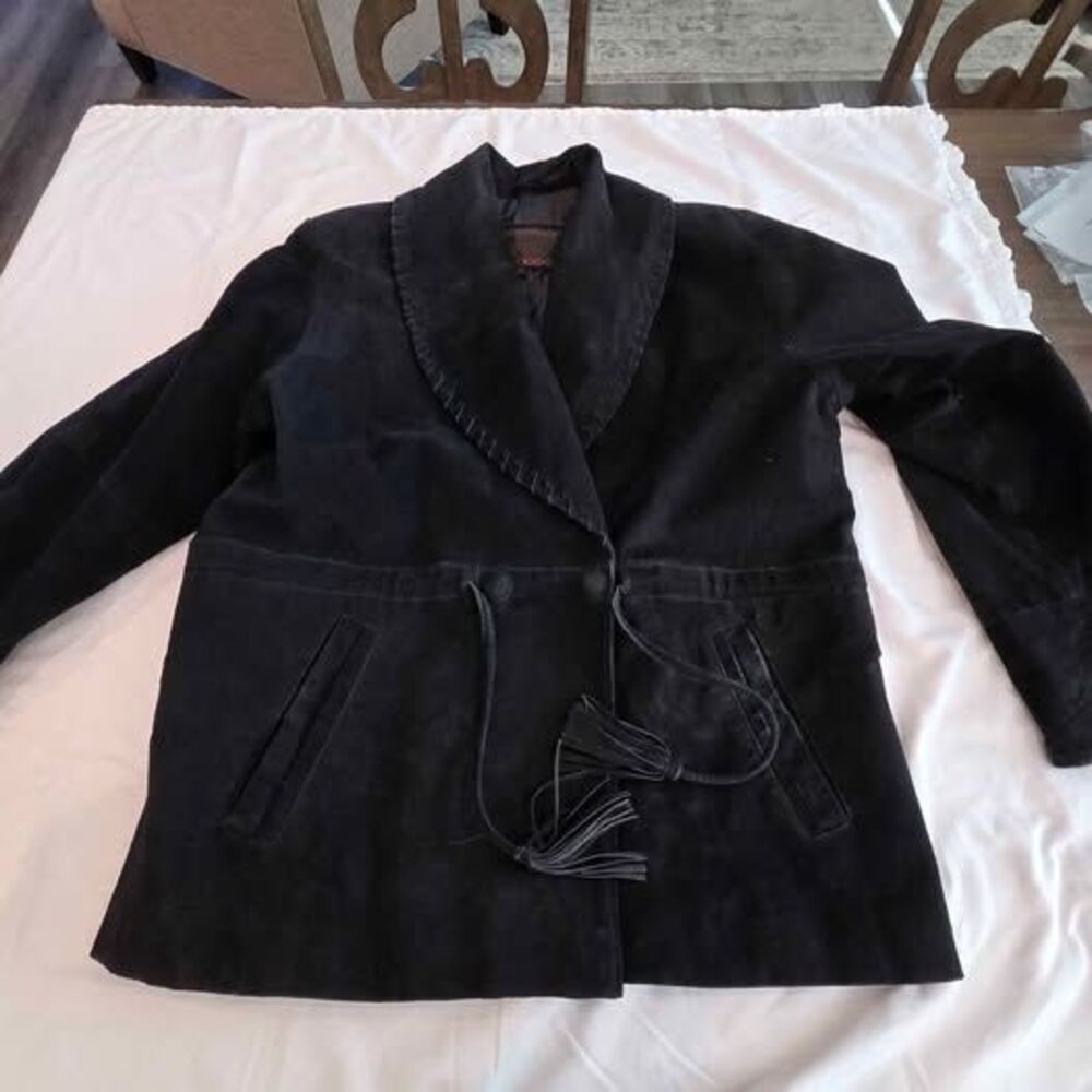 Laurice Women's Black Suede Leather Jacket, Size L (243)